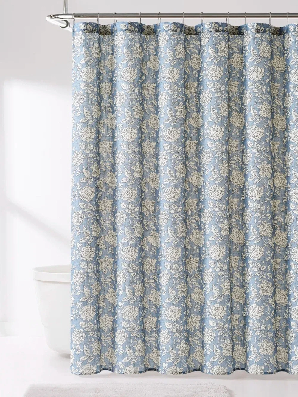 Floral linen texture vintage retro shower curtain 72x72 Lush Decor machine wash